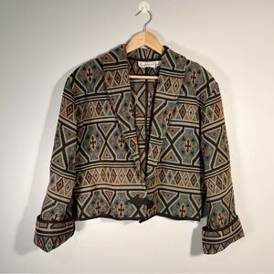 Vintage Flashback 90’s Southwestern Cropped Woven Bolero Jacket Size Large